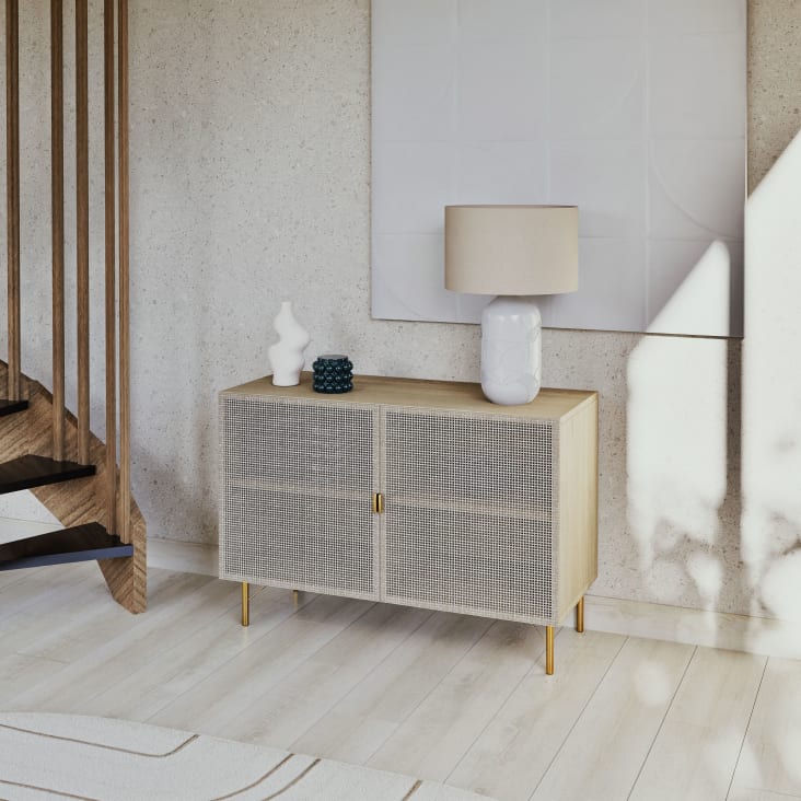 Maisons Du Monde Solstice - Aparador De 2 Puertas Enrejado De Mimbre