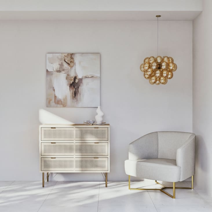 Maisons Du Monde Solstice - Cómoda De 3 Cajones De Enrejado De Mimbre