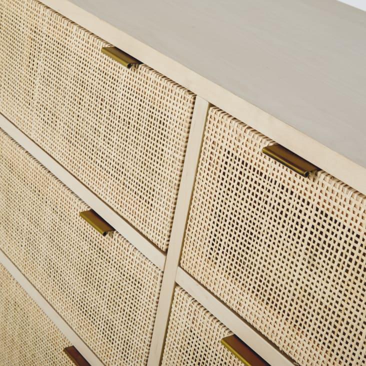 Maisons Du Monde Solstice - Cómoda Doble Con 6 Cajones Y Rejilla De Ratán