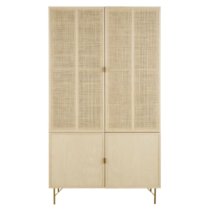 Maisons du Monde Solstice - Vajillero con 4 puertas de rejilla de ratán