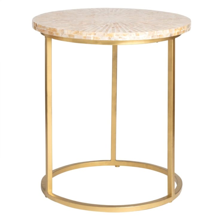 Maisons du Monde SONTAY - Mesa auxiliar de nácar y metal dorado