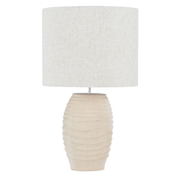 Maisons du Monde Sorelle - Lámpara de mesa de madera clara con pantalla beige