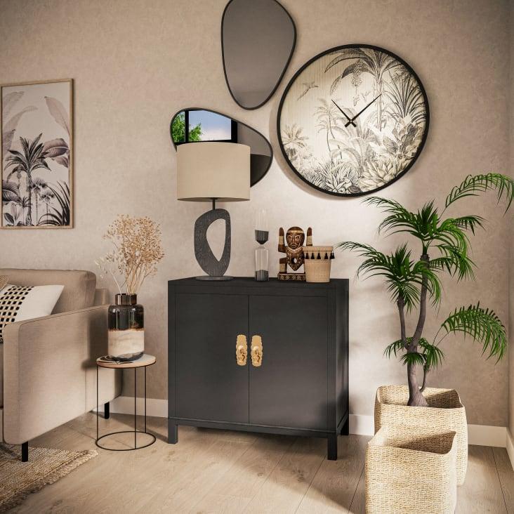 Maisons Du Monde SORIANO - Díptico Con Estampado De Jungla Blanco Gris Y Beige 104 X 90