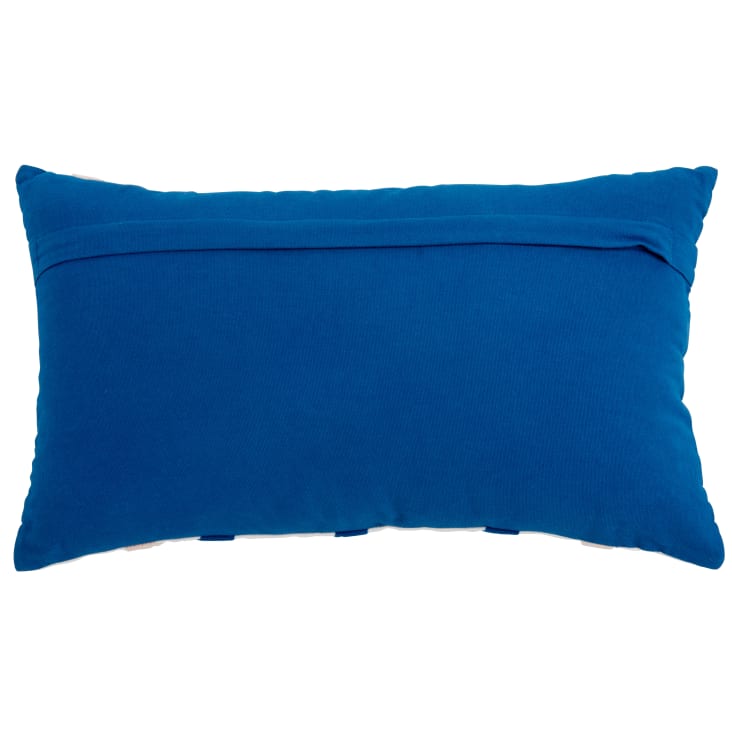 Maisons Du Monde SOUAM - Funda De Cojín Blanco Bordado Con Estampado Azul Y Rosa Palo 50 X 30