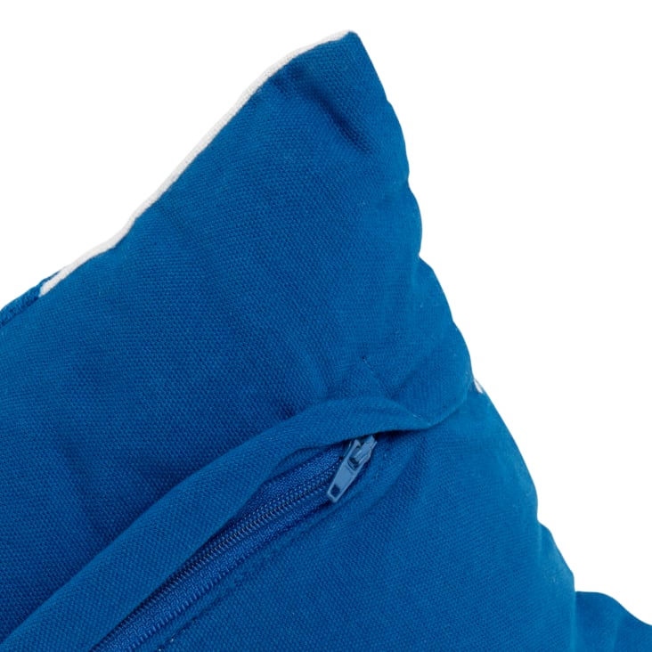 Maisons Du Monde SOUAM - Funda De Cojín Blanco Bordado Con Estampado Azul Y Rosa Palo 50 X 30