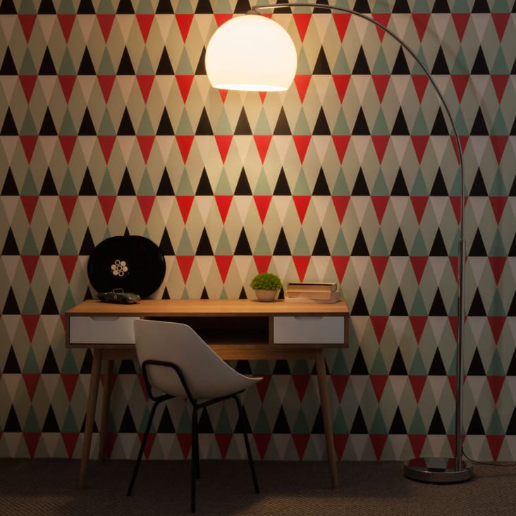 Maisons Du Monde Sphère - Lámpara De Pie De Metal Cromado Y Plástico Blanco Al.209 Cm SPHÈRE