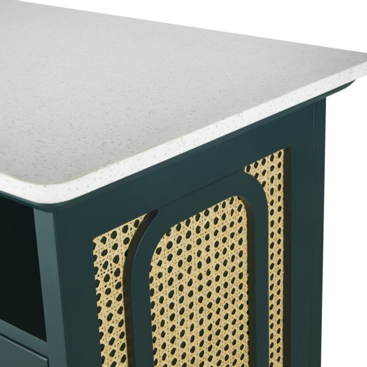 Maisons Du Monde Splendid - Mueble Bar De Rejilla De Ratán Verde Y Metal Color Latón Con 1 Puerta
