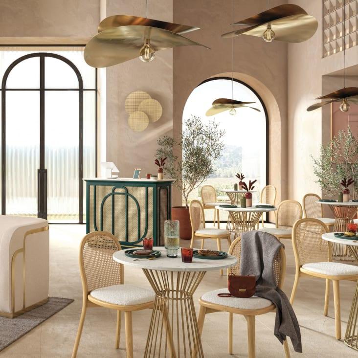 Maisons Du Monde Splendid - Mueble Bar De Rejilla De Ratán Verde Y Metal Color Latón Con 1 Puerta