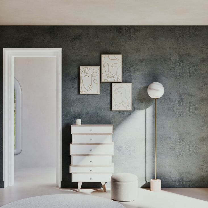 Maisons Du Monde Spring - Cajonera Escandinava Con 6 Cajones De Paulonia Blanca