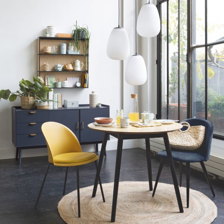 Maisons Du Monde Spring - Mesa De Comedor Redonda Y Bicolor Para 4 Personas 90 Cm De Diámetro