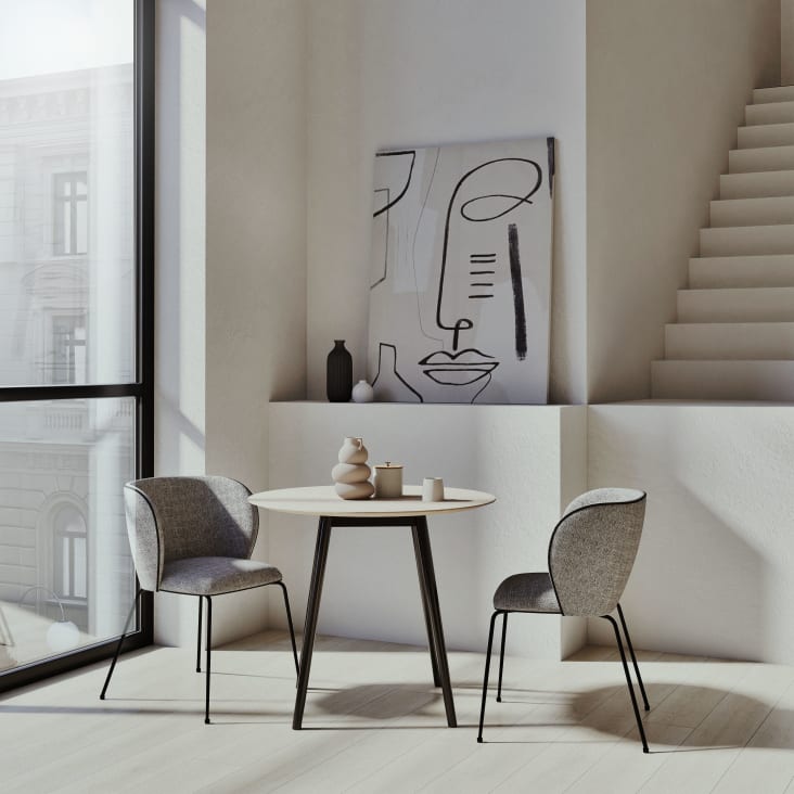 Maisons Du Monde Spring - Mesa De Comedor Redonda Y Bicolor Para 4 Personas 90 Cm De Diámetro