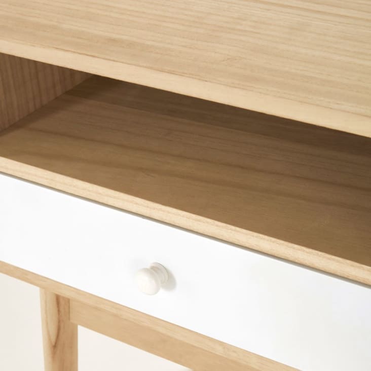 Maisons Du Monde Spring - Mesita De Noche De 1 Cajón Color Marrón Y Blanco