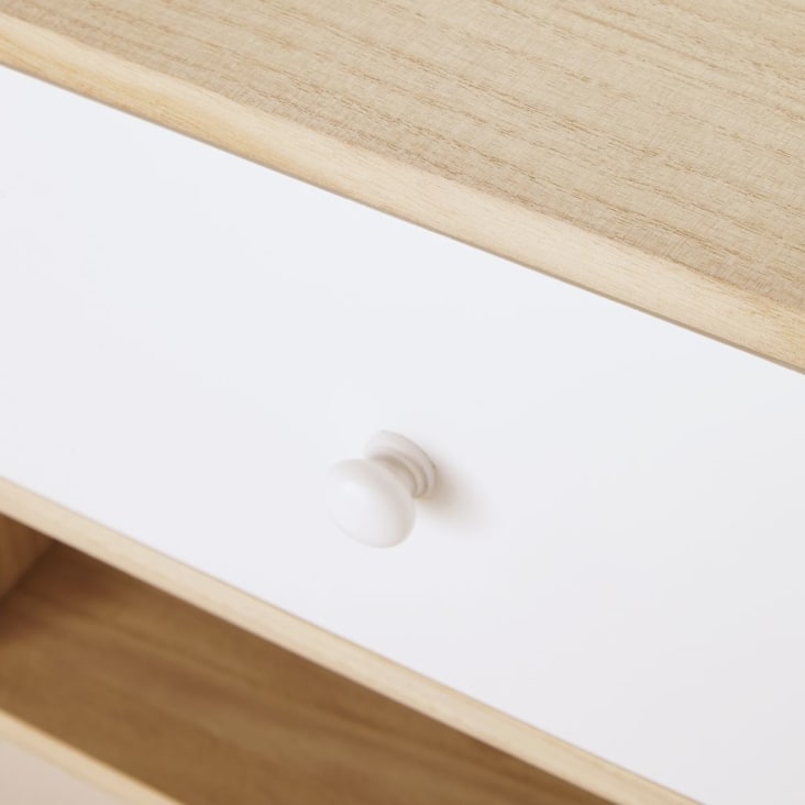 Maisons Du Monde Spring - Mueble De TV Blanco De Estilo Escandinavo Con 4 Cajones De Paulonia