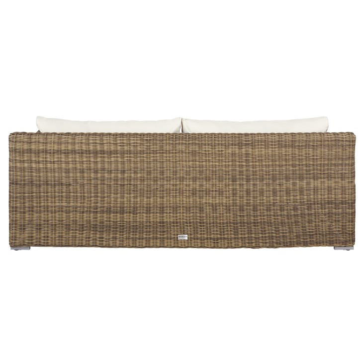 Maisons Du Monde St Raphaël - Sofá De Jardín De 3 Plazas De Resina Tejida Reciclada Gris Y Poliéster Reciclado Crudo