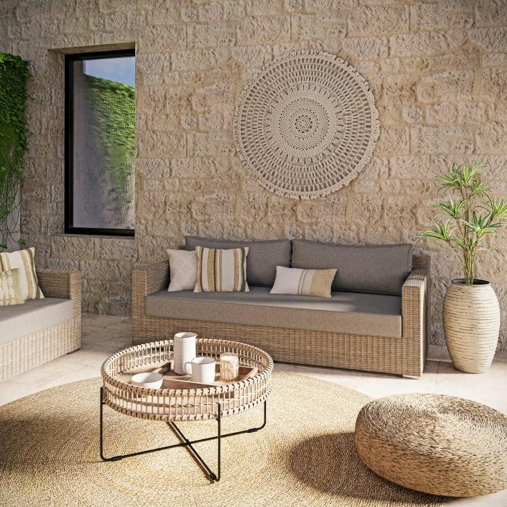 Maisons Du Monde St Raphaël - Sofá De Jardín De 3 Plazas De Resina Trenzada