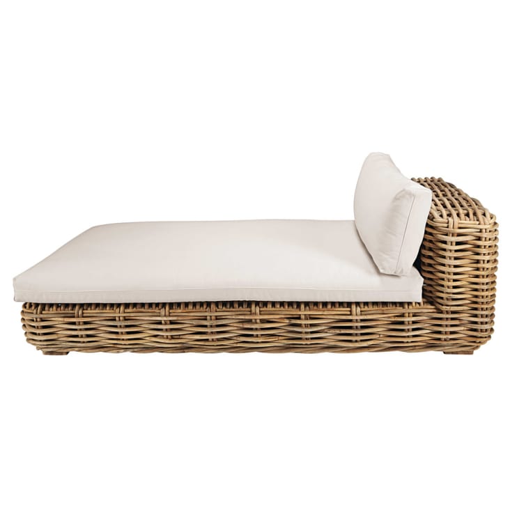 Maisons Du Monde St Tropez - Chaise Longue Para Sofá De Jardín Modular De Mimbre Y Cojines Crudo