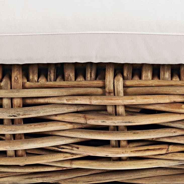 Maisons Du Monde St Tropez - Chaise Longue Para Sofá De Jardín Modular De Mimbre Y Cojines Crudo