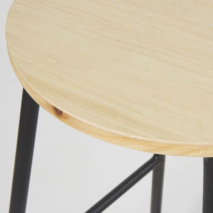 Maisons Du Monde Stan - Taburete De Bar Industrial De Abeto Y Acero Negro Alt.64