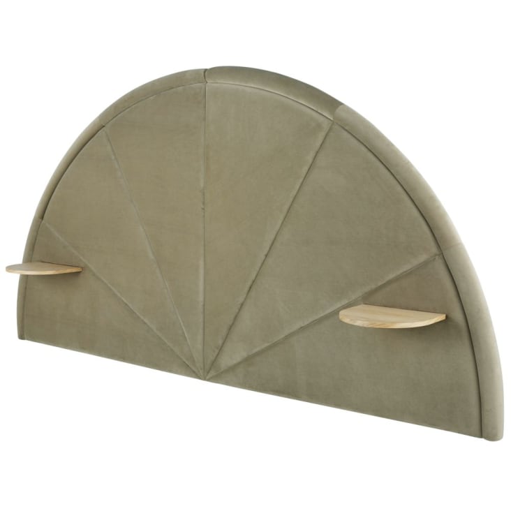 Maisons Du Monde Starburst Business - Cabecero De 160 Profesional De Terciopelo Verde Oliva Con Repisas Integradas