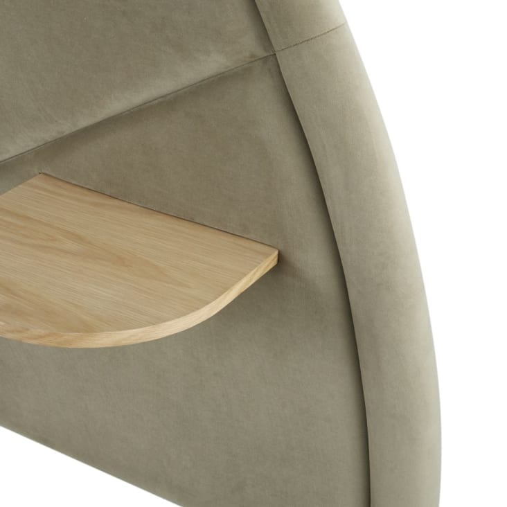 Maisons Du Monde Starburst Business - Cabecero De 160 Profesional De Terciopelo Verde Oliva Con Repisas Integradas