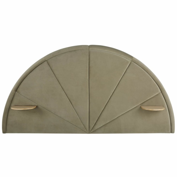 Maisons du Monde Starburst Business - Cabecero de 160 profesional de terciopelo verde oliva con repisas integradas