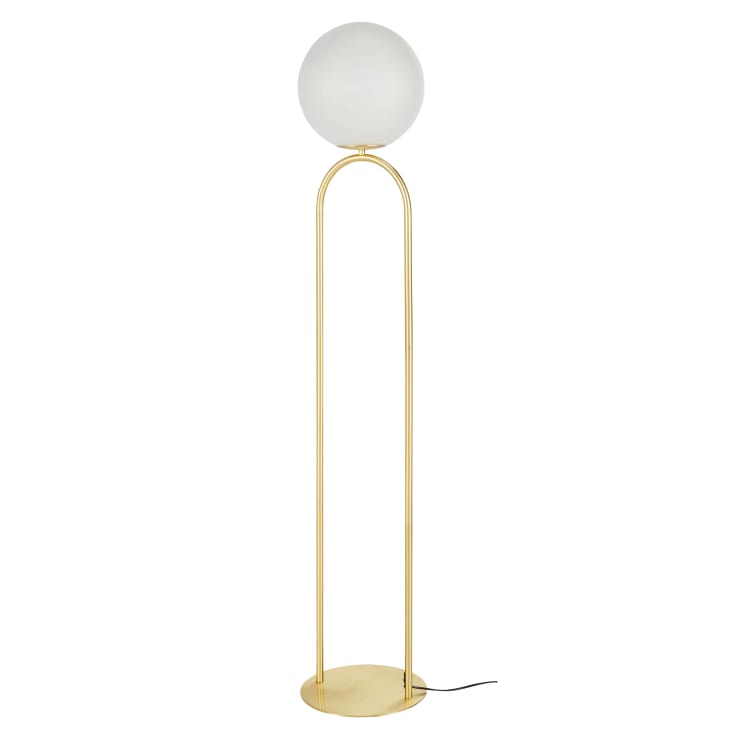 Maisons du Monde Starret - Lámpara de pie de metal dorado y globo opaco de 165 cm
