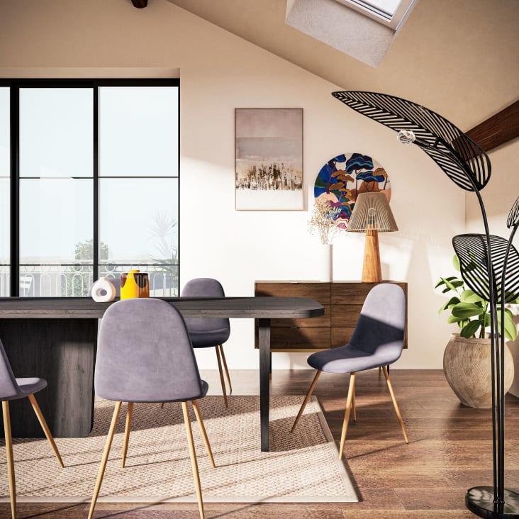 Maisons Du Monde STEVENSON - Lienzo Abstracto Estampado Y Pintado En Gris Beige Y Dorado 63 X 93 Cm