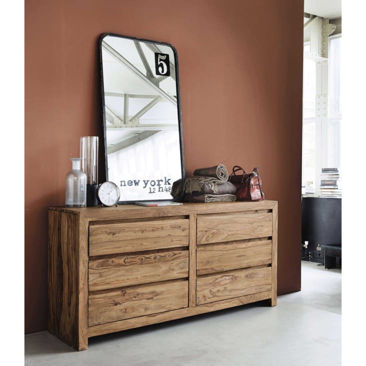 Maisons Du Monde Stockholm - Cómoda Doble Con 6 Cajones De Madera Maciza De Palo Rosa