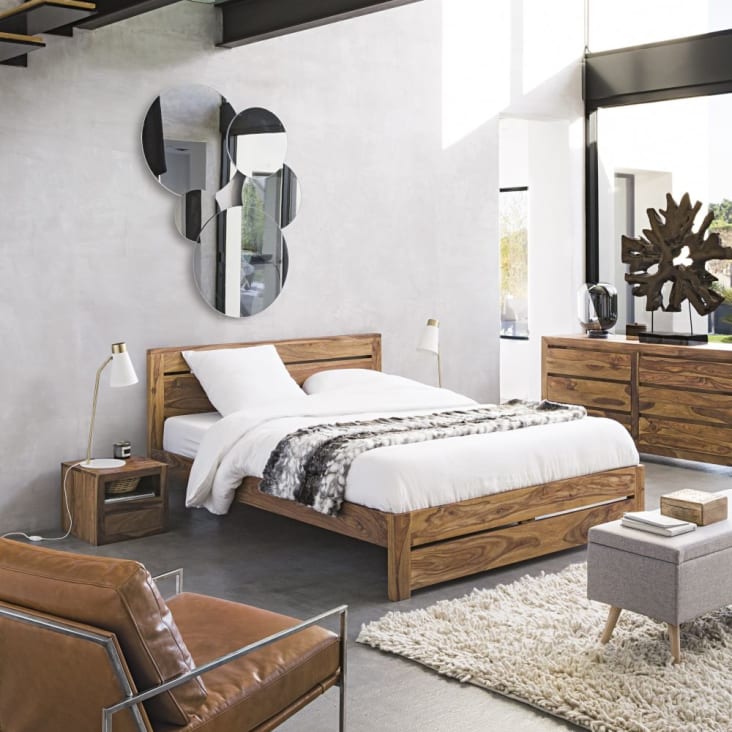 Maisons Du Monde Stockholm - Mesita De Noche Con Cajón De Madera Maciza De Sheesham