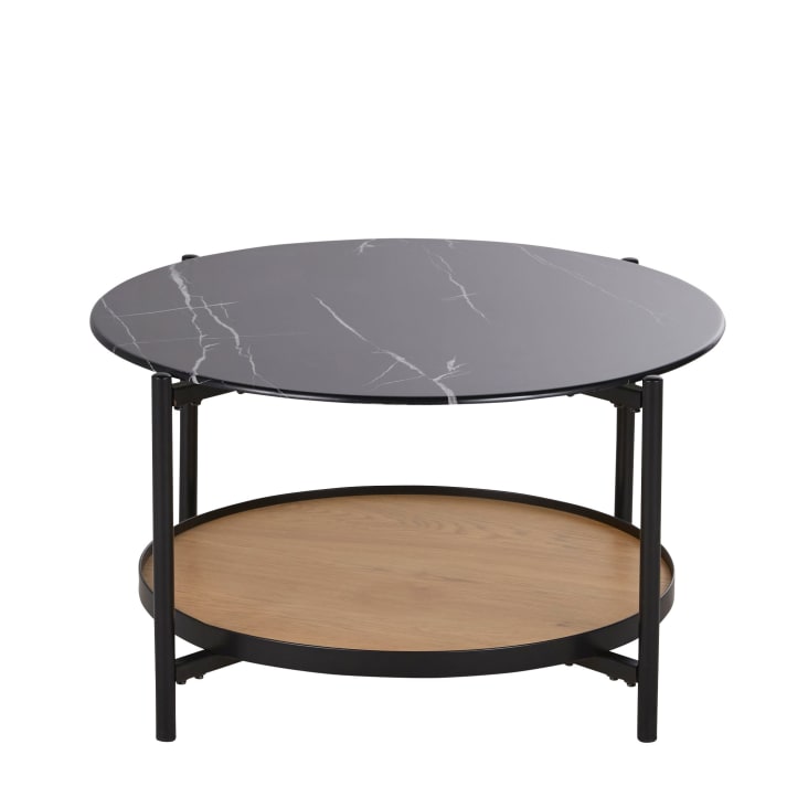 Maisons du Monde Stona - Mesa de centro de cristal templado con efecto mármol negro