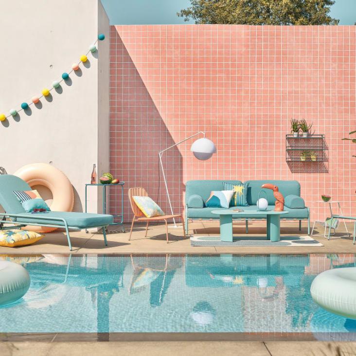 Maisons Du Monde SUNCITY - Guirnalda Luminosa De Hilo De Algodón Rosa Verde Azul Y Amarillo Con 24luces LED L.760