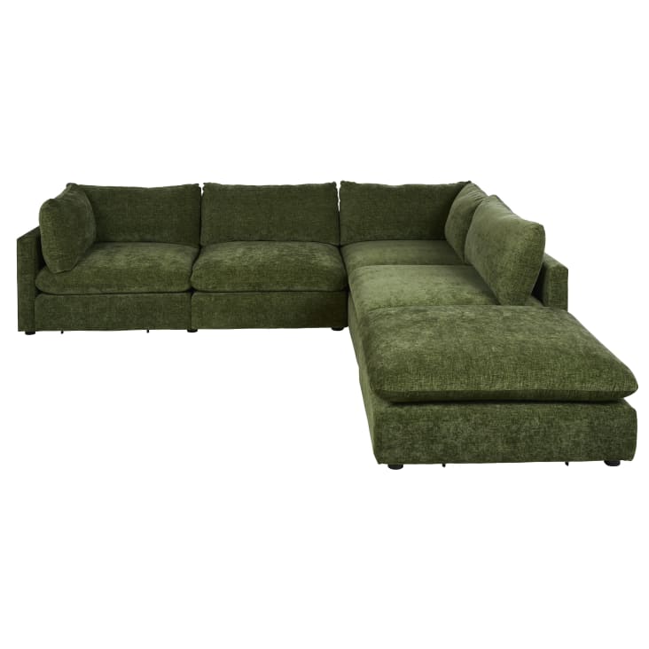 Maisons Du Monde Sunset - Sofá Rinconera Derecha De 5/6 Plazas De Tela De Chenilla Verde