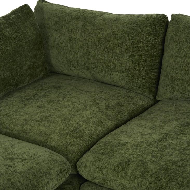 Maisons Du Monde Sunset - Sofá Rinconera Izquierdo De 5/6 Plazas De Tela De Chenilla Verde