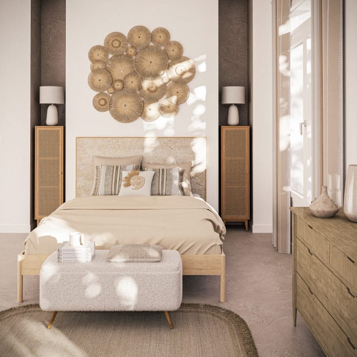 Maisons Du Monde Suzelle - Cajonera Con 1 Puerta De Ratán Trenzado