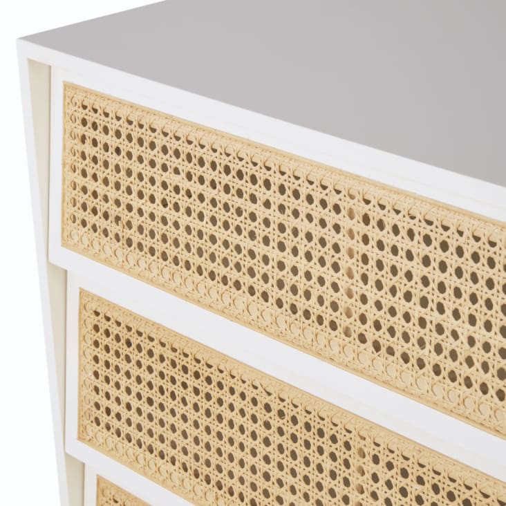 Maisons Du Monde Suzelle - Cómoda Blanca Con 3 Cajones De Rejilla De Ratán
