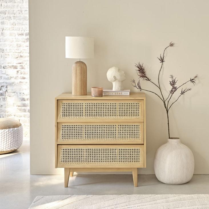Maisons Du Monde Suzelle - Cómoda De 3 Cajones Con Rejilla De Ratán