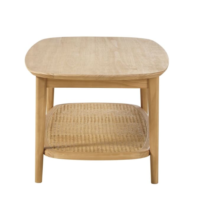 Maisons Du Monde Suzelle - Mesita De Café De 2 Niveles De Madera De Pino Y Rejilla De Ratán