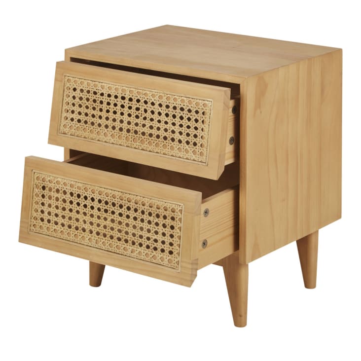 Maisons Du Monde Suzelle - Mesita De Noche Con 2 Cajones De Rejilla De Mimbre