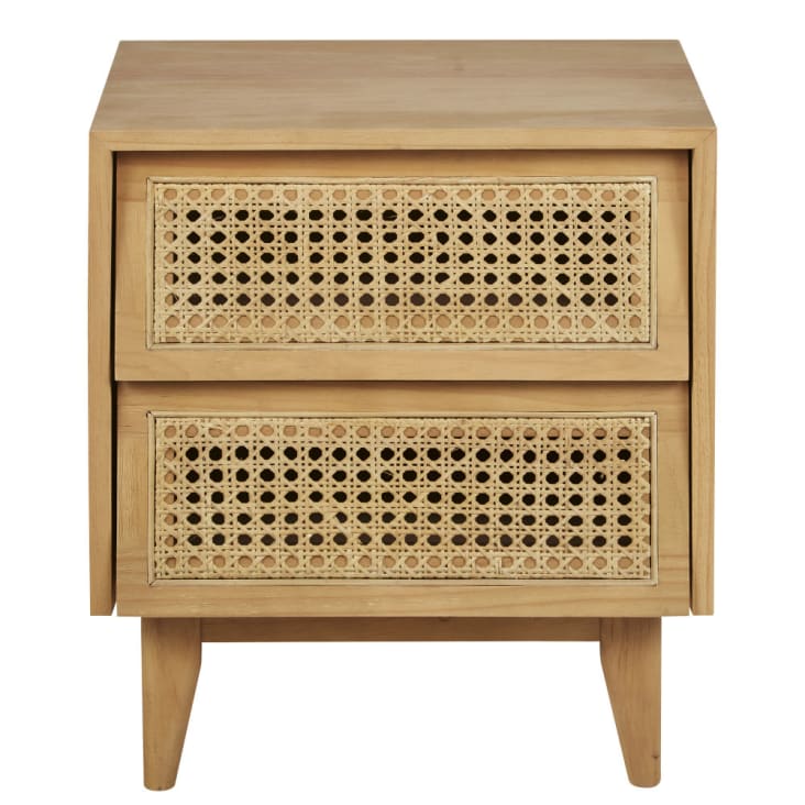 Maisons du Monde Suzelle - Mesita de noche con 2 cajones de rejilla de mimbre
