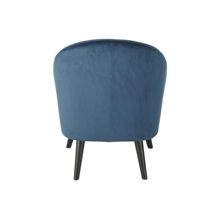 Maisons Du Monde Suzie - Sillón Vintage De Terciopelo Azul Oscuro Y Hevea Macizo