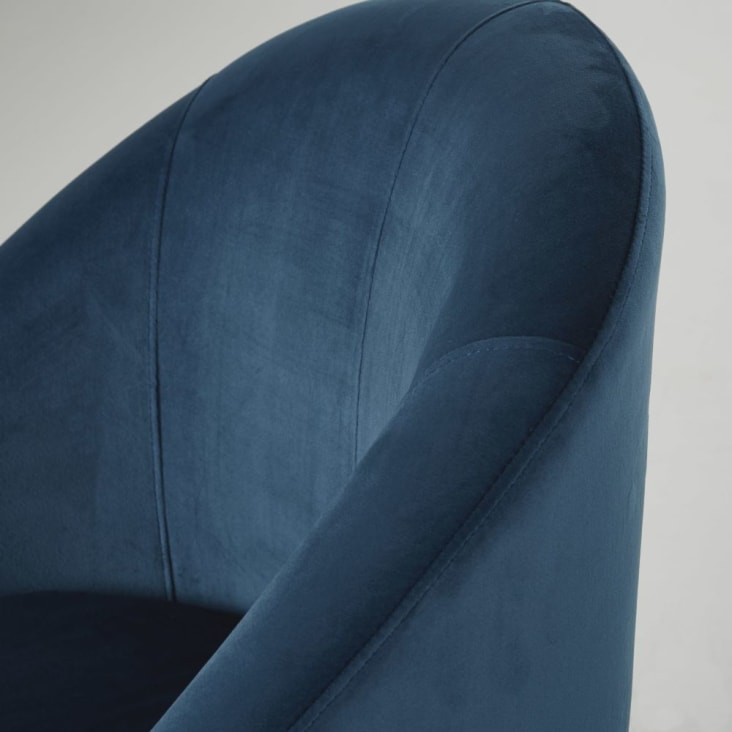 Maisons Du Monde Suzie - Sillón Vintage De Terciopelo Azul Oscuro Y Hevea Macizo