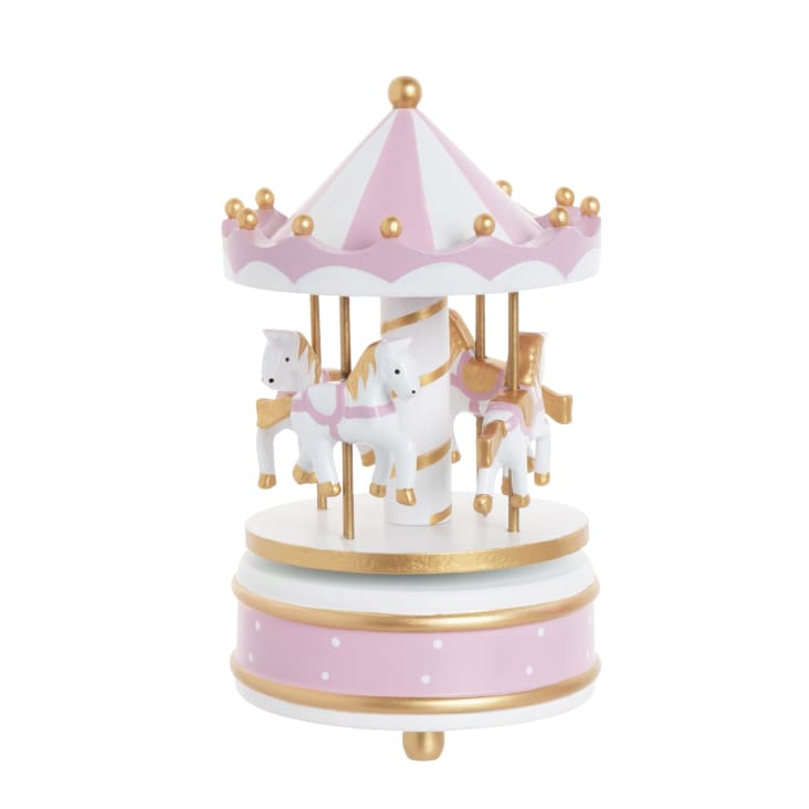 Maisons du Monde Suzon - Caja musical tiovivo con unicornios rosa blanca y dorada