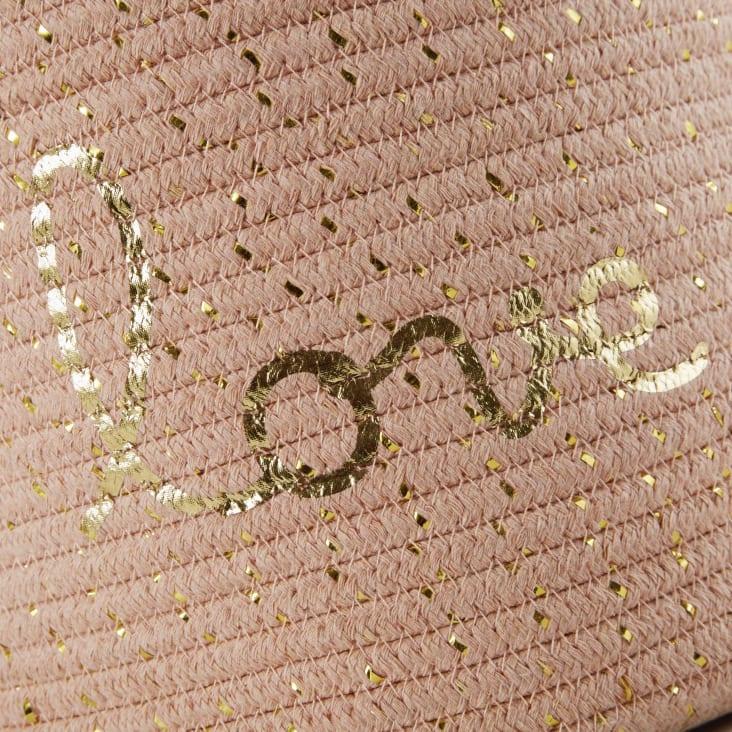 Maisons Du Monde Suzon - Cesta De Algodón Trenzado Rosa Con Palabra Bordada