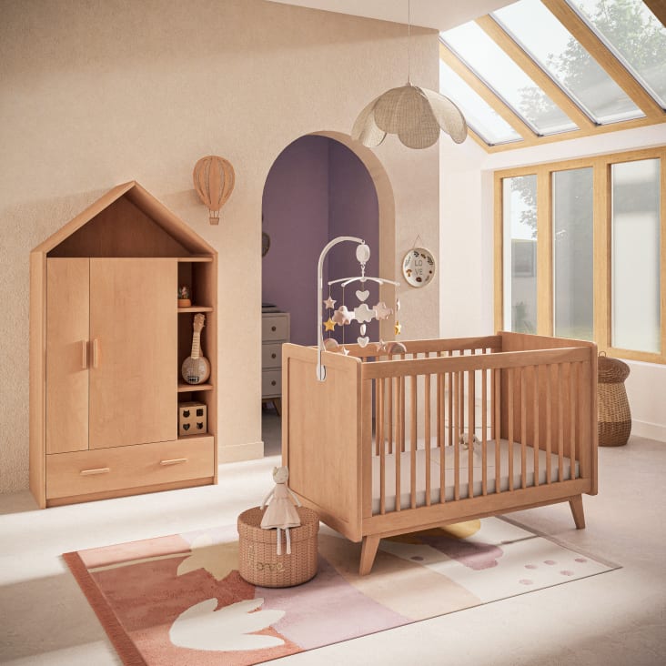 Maisons Du Monde Suzon - Cesta De Algodón Trenzado Rosa Con Palabra Bordada