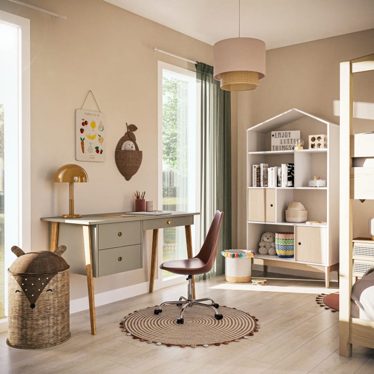 Maisons Du Monde Suzon - Escritorio Infantil De 3 Cajones Verde Con Patas De Roble