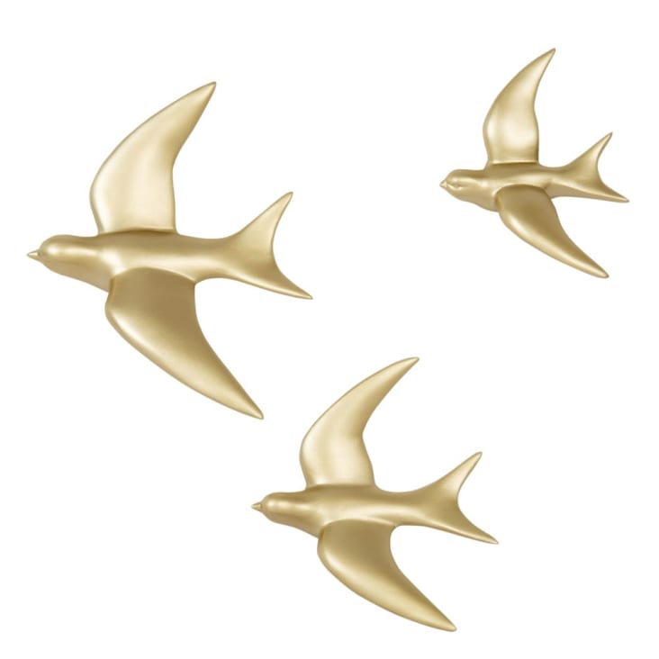 Maisons du Monde SWALLOW - Decoración de pared con 3 pájaros dorados