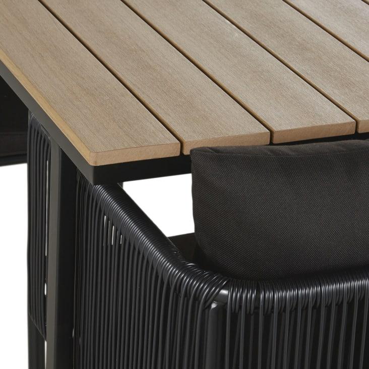 Maisons Du Monde Swann - Mesa De Jardín L108 En Composite Imitación Teca Con 2 Sillones Resina Negra