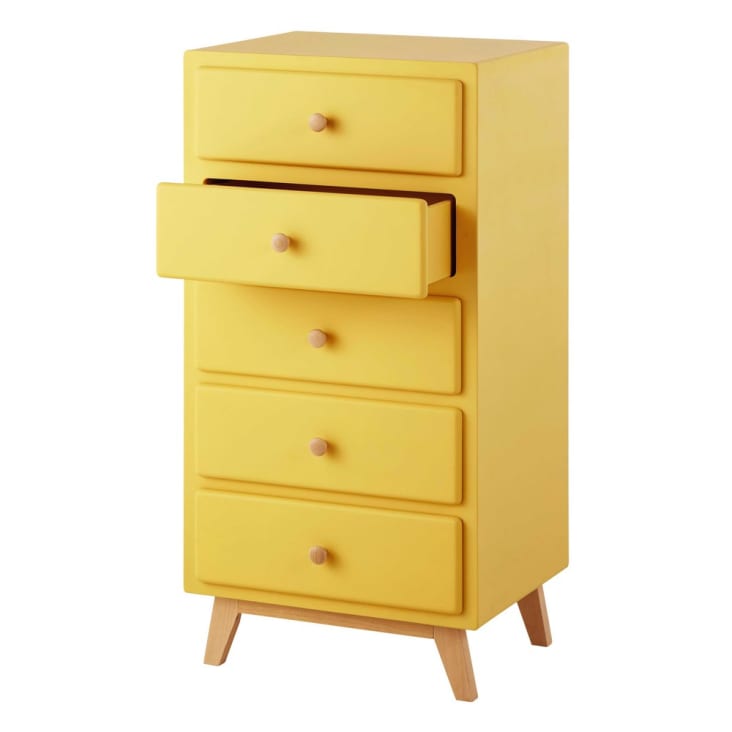 Maisons Du Monde Sweet - Chifonier Vintage Amarillo Mostaza Con 5 Cajones