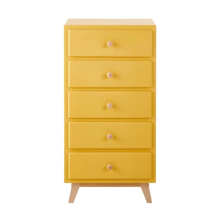 Maisons du Monde Sweet - Chifonier vintage amarillo mostaza con 5 cajones
