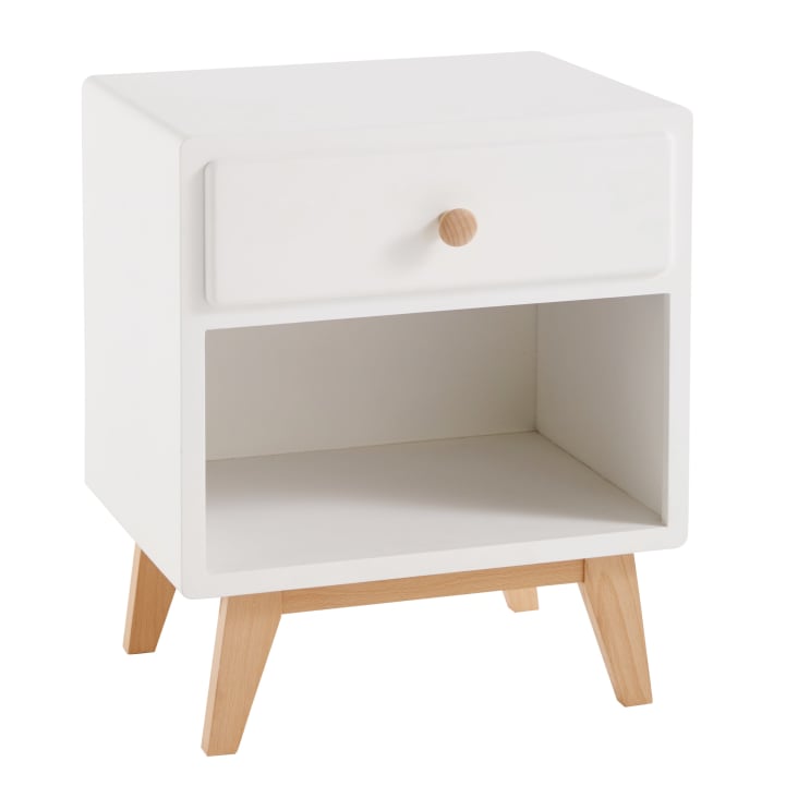 Maisons Du Monde Sweet - Mesita De Noche Vintage Blanca Con 1 Cajón